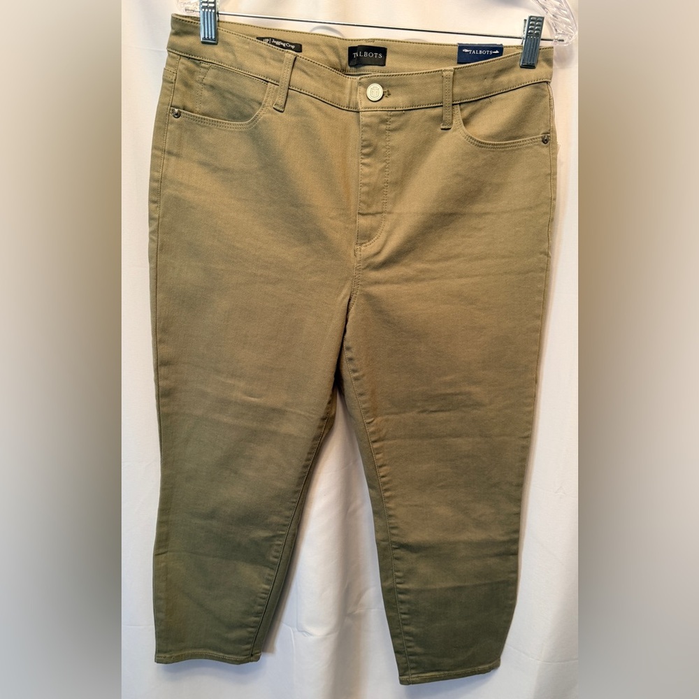 NWT Talbots Women’s 12P Jegging Crop Jeans Olive Green Stretch Classic $95 MSRP‎